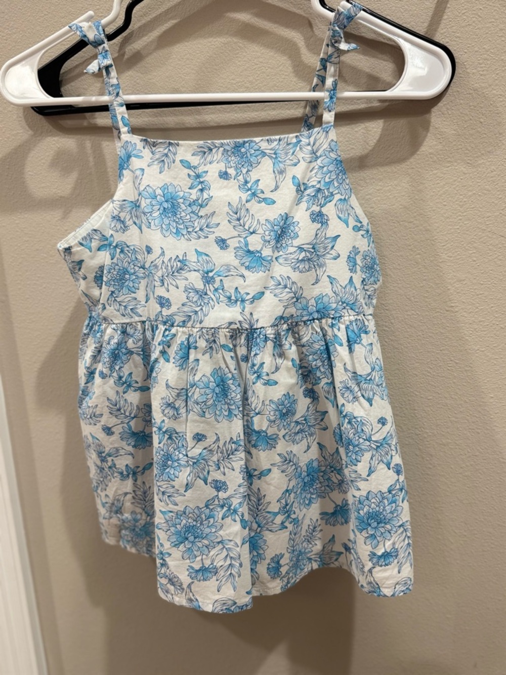 Girls Blue Floral Tie-Shoulder Sundress Top